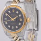 Rolex DateJust 36mm Black DIAMOND Bark 18K Gold Two-Tone Stainless Watch 16013