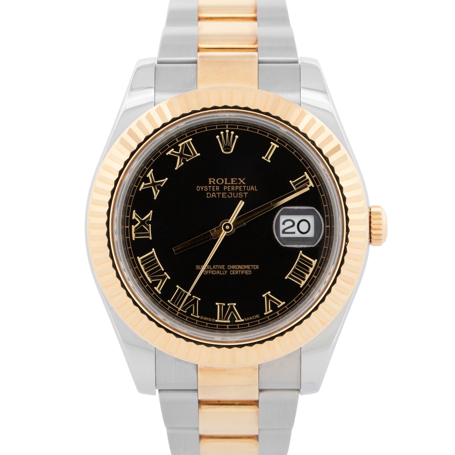 2010 PAPERS Rolex DateJust II BLACK Two-Tone Gold 41mm 116333 Watch BOX