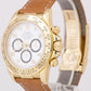Rolex Daytona Cosmograph 18K Yellow Gold WHITE 40mm Brown Leather 16518 Watch