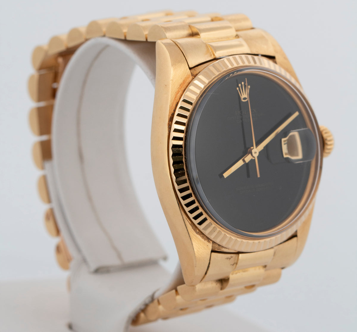Rolex DateJust 1601 Factory Onyx 18K Yellow Gold DateJust President 36mm Watch