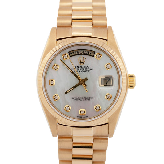 Rolex Day-Date President MOP DIAMOND 36mm 18K Yellow Gold Automatic Watch 18038