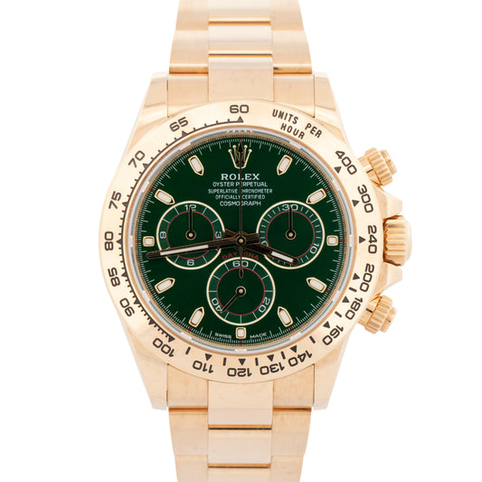 2022 PAPERS Rolex Daytona Cosmograph GREEN 40mm 18K Yellow Gold Watch 116508 BOX