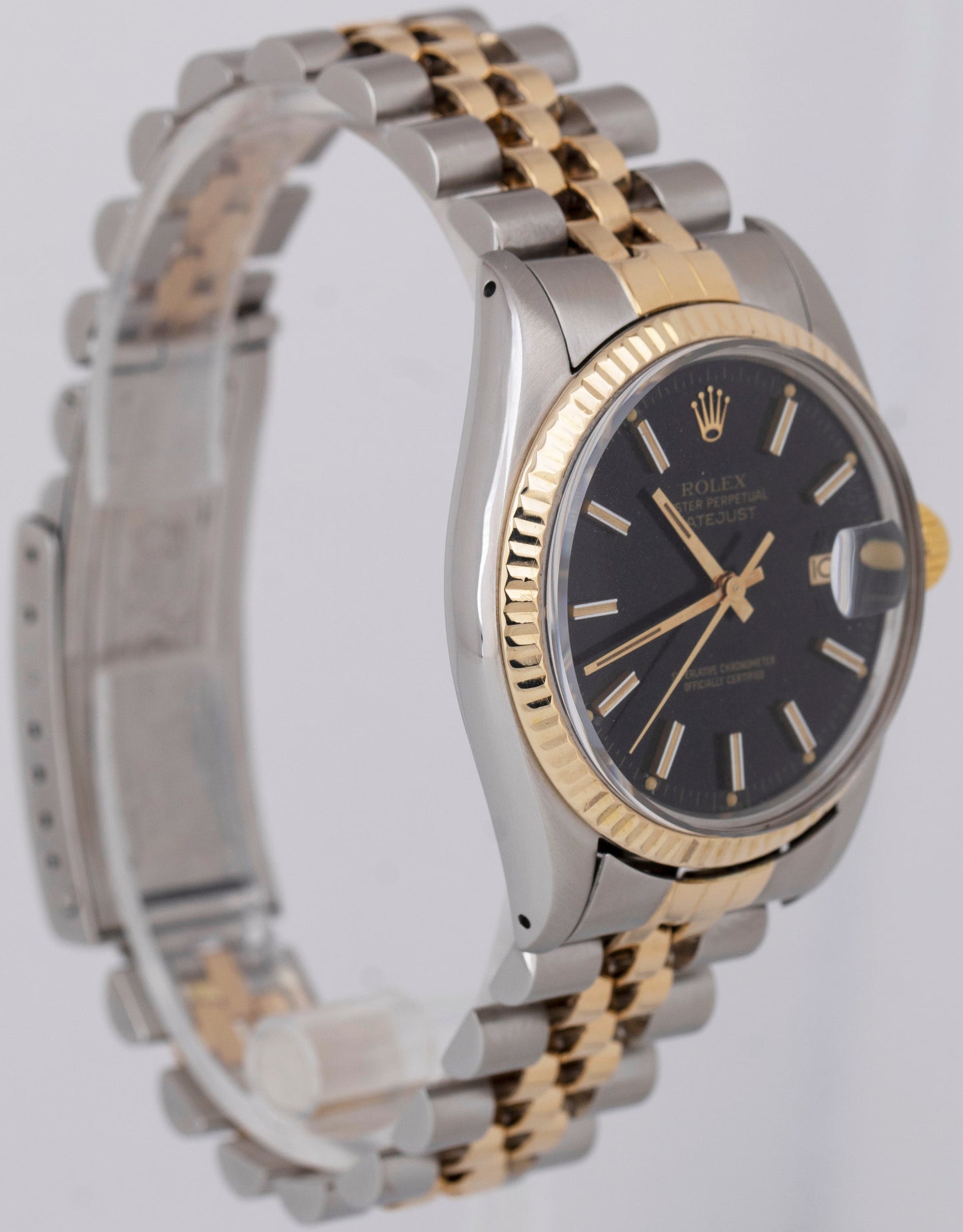 PAPERS Rolex DateJust 36mm Black Two-Tone 18K Yellow Gold Jubilee 16013 BOX