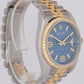 MINT Rolex DateJust 36mm Blue Wave DIAMOND Two-Tone Gold Steel Watch 116243