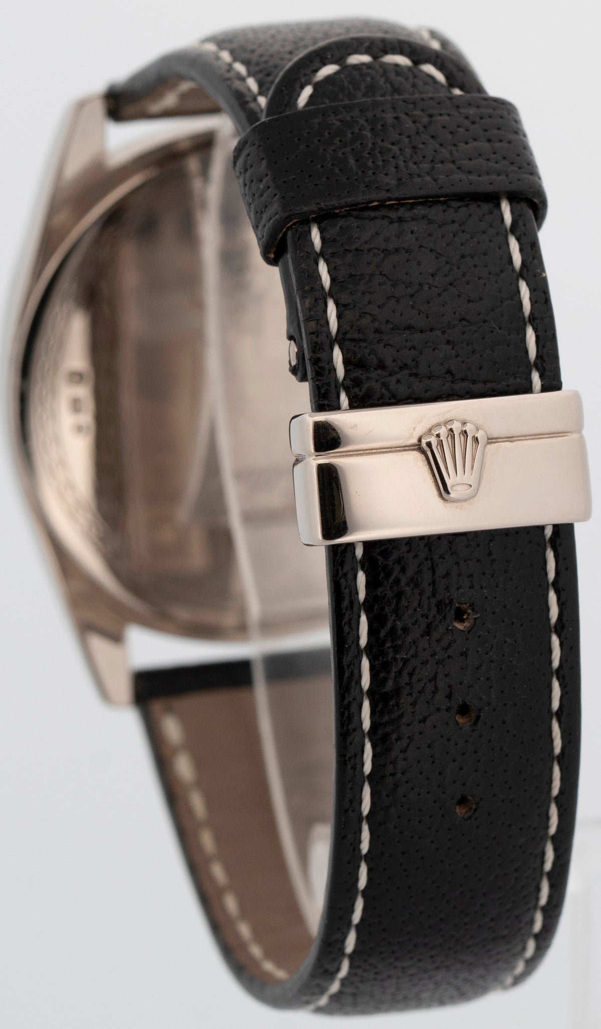 Rolex Cellini Danaos 4243/9 Black Silver 18K White Gold Manual 38mm Watch