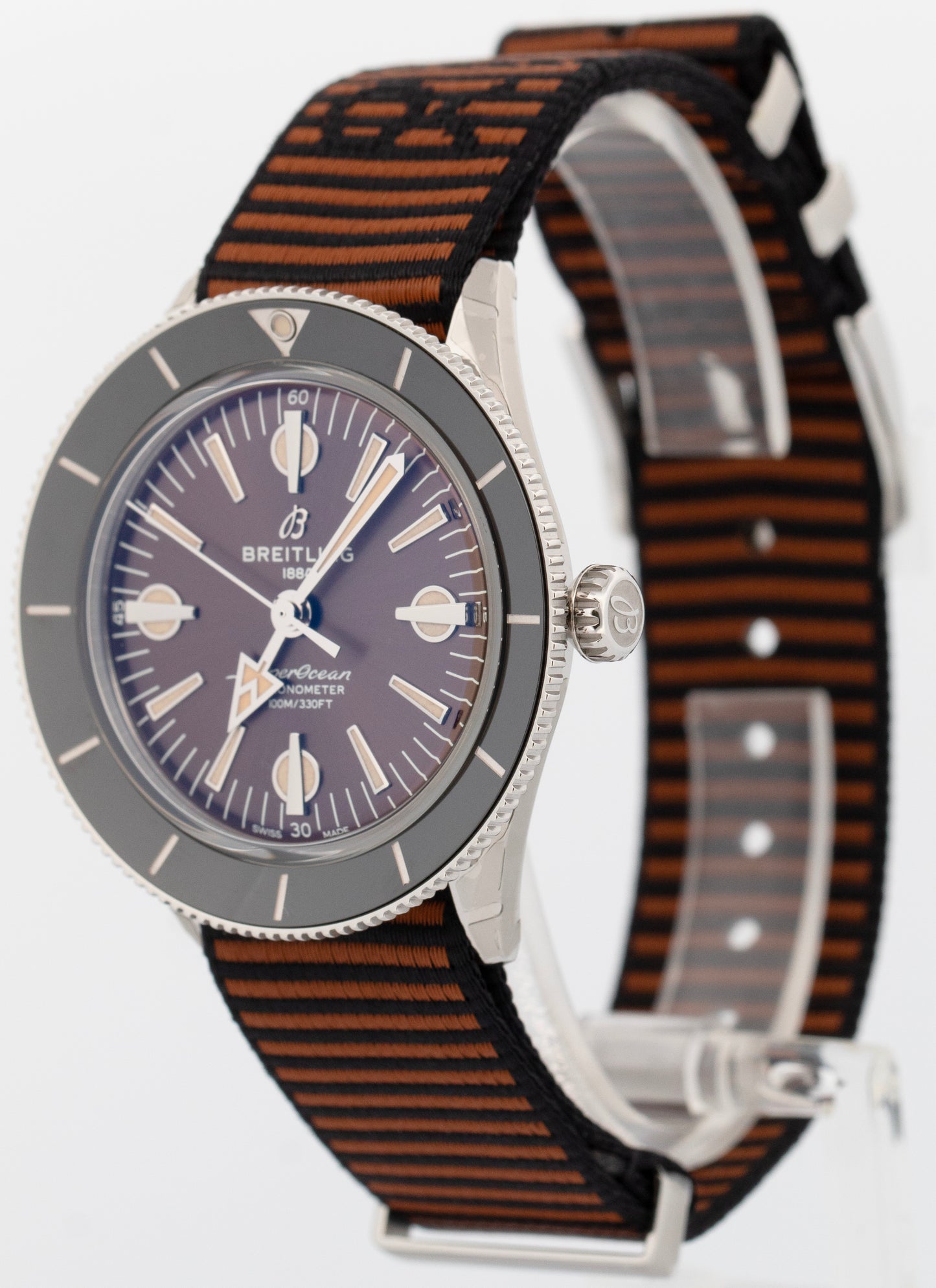 STICKERED Breitling Superocean Heritage Brown Stainless 42mm Watch A10370 BOX