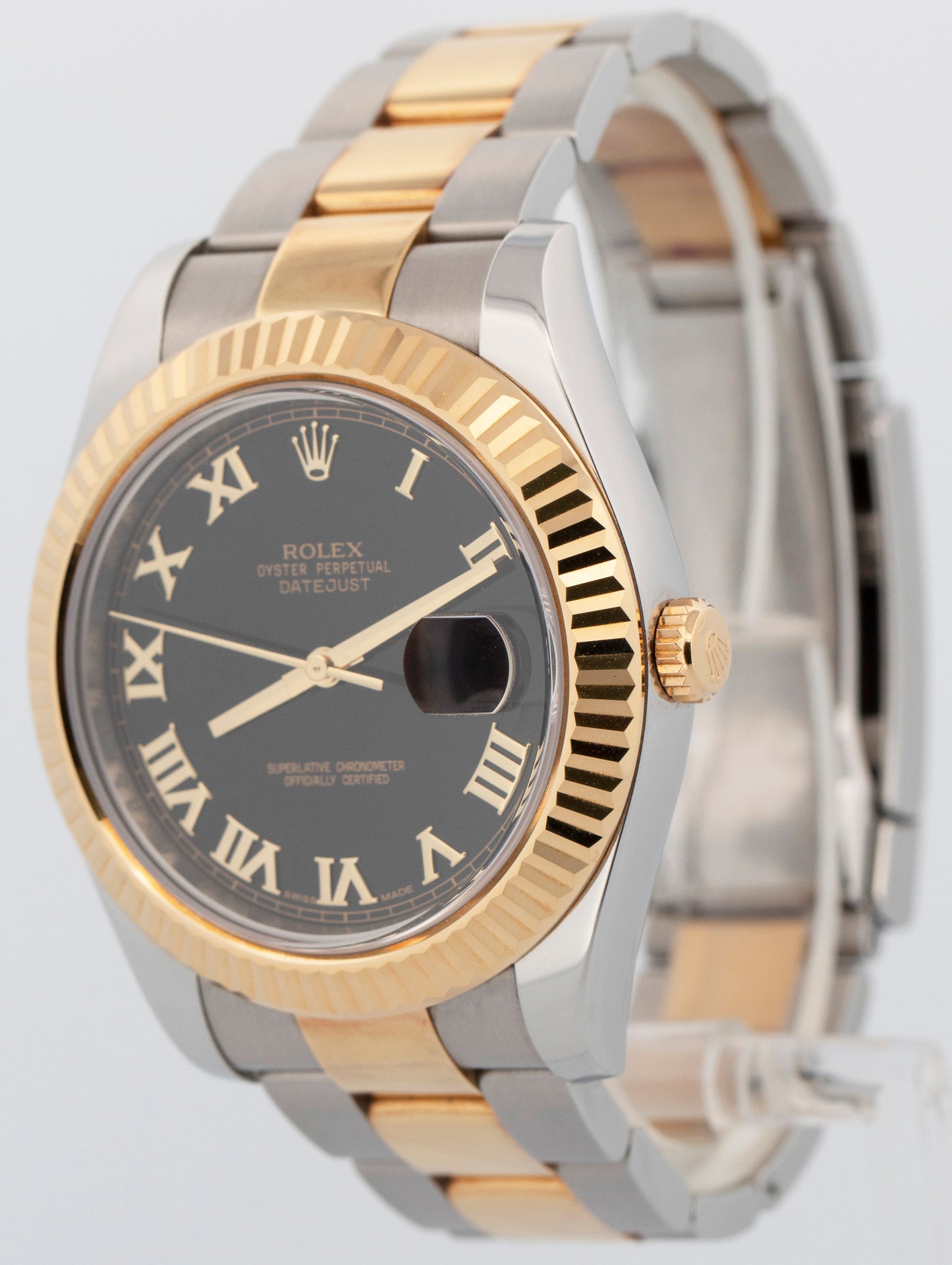 2010 PAPERS Rolex DateJust II BLACK Two-Tone Gold 41mm 116333 Watch BOX