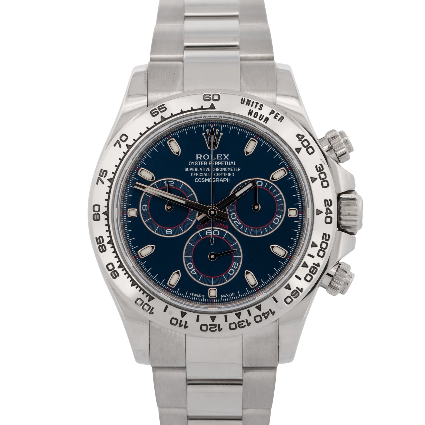 PAPERS Rolex Daytona Cosmograph BLUE 18K White Gold 40mm Watch 116509 BOX