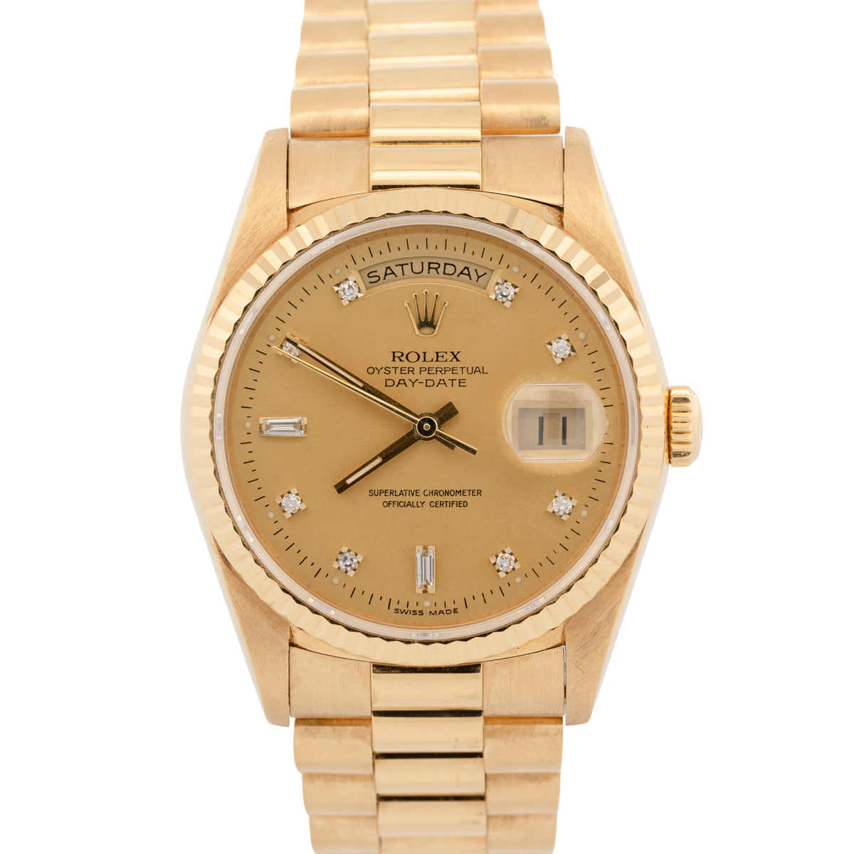 Rolex Day-Date President 18238 Diamond Champagne 18K Yellow Gold 36mm Watch