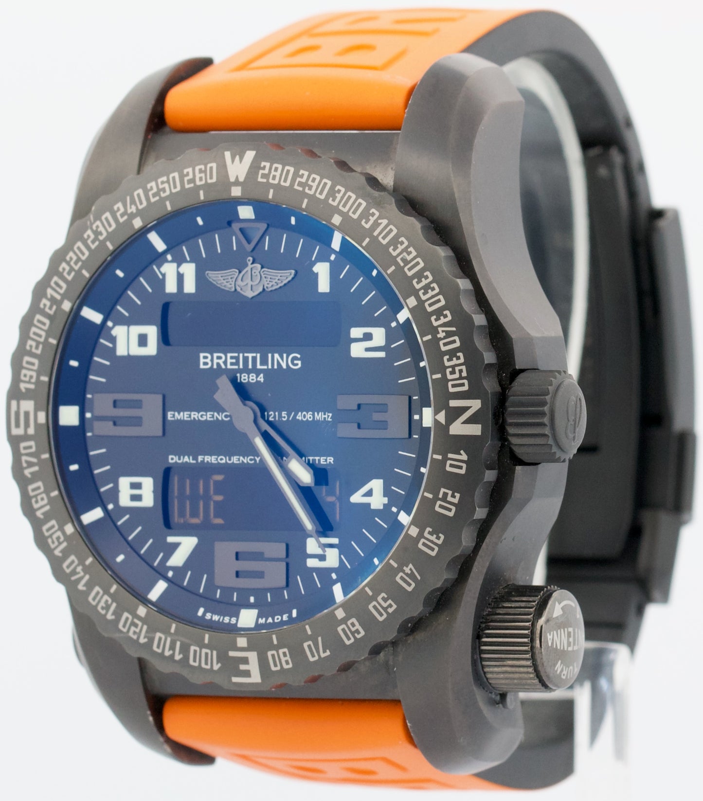 2018 PAPERS Breitling Emergency Professional TITANIUM Black 51mm V76325 BOX