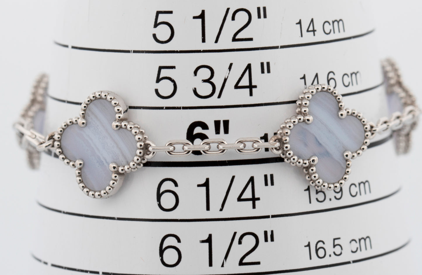 2018 PAPERS Van Cleef & Arpels Vintage Alhambra 5 Motif Chalcedony Bracelet BOX