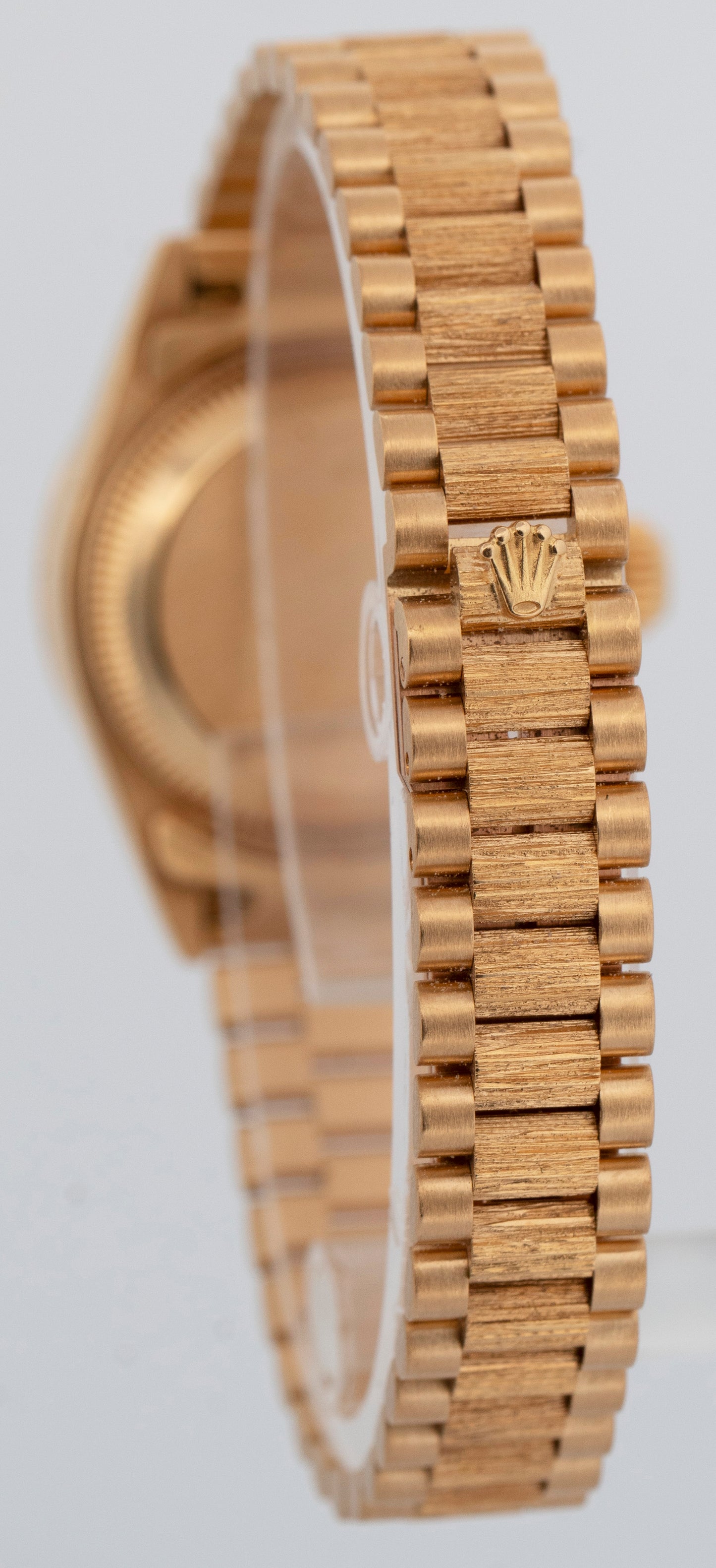 PAPERS Rolex DateJust President 26mm FACTORY DIAMOND BARK 18K Gold 69288 BOX