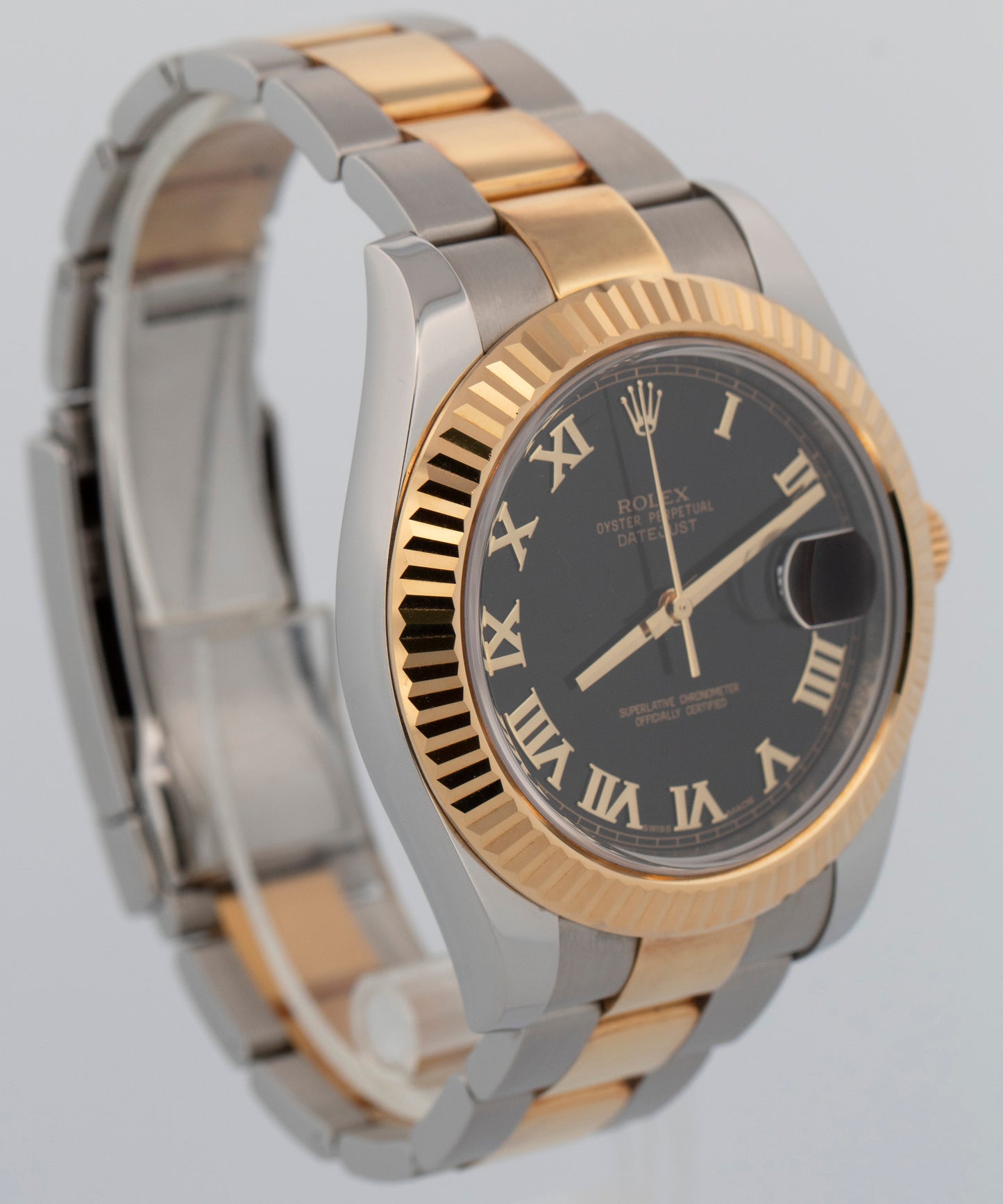 2010 PAPERS Rolex DateJust II BLACK Two-Tone Gold 41mm 116333 Watch BOX