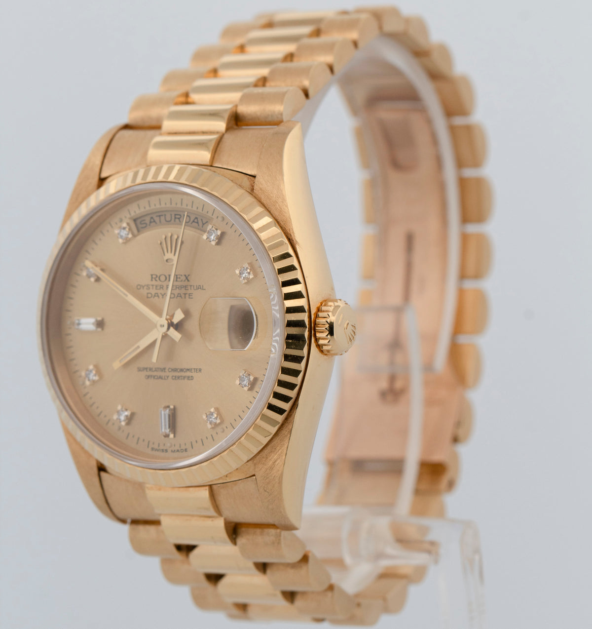 Rolex Day-Date President 18238 Diamond Champagne 18K Yellow Gold 36mm Watch