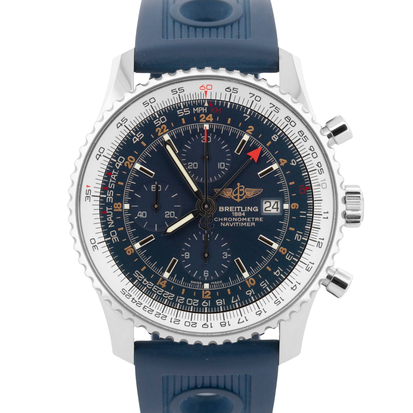2019 PAPERS Breitling Navitimer BLUE Stainless Steel 46mm A24322 Watch BOX