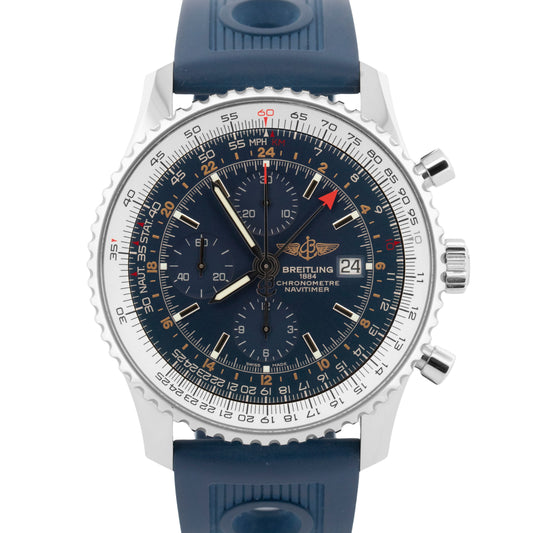 2019 PAPERS Breitling Navitimer BLUE Stainless Steel 46mm A24322 Watch BOX