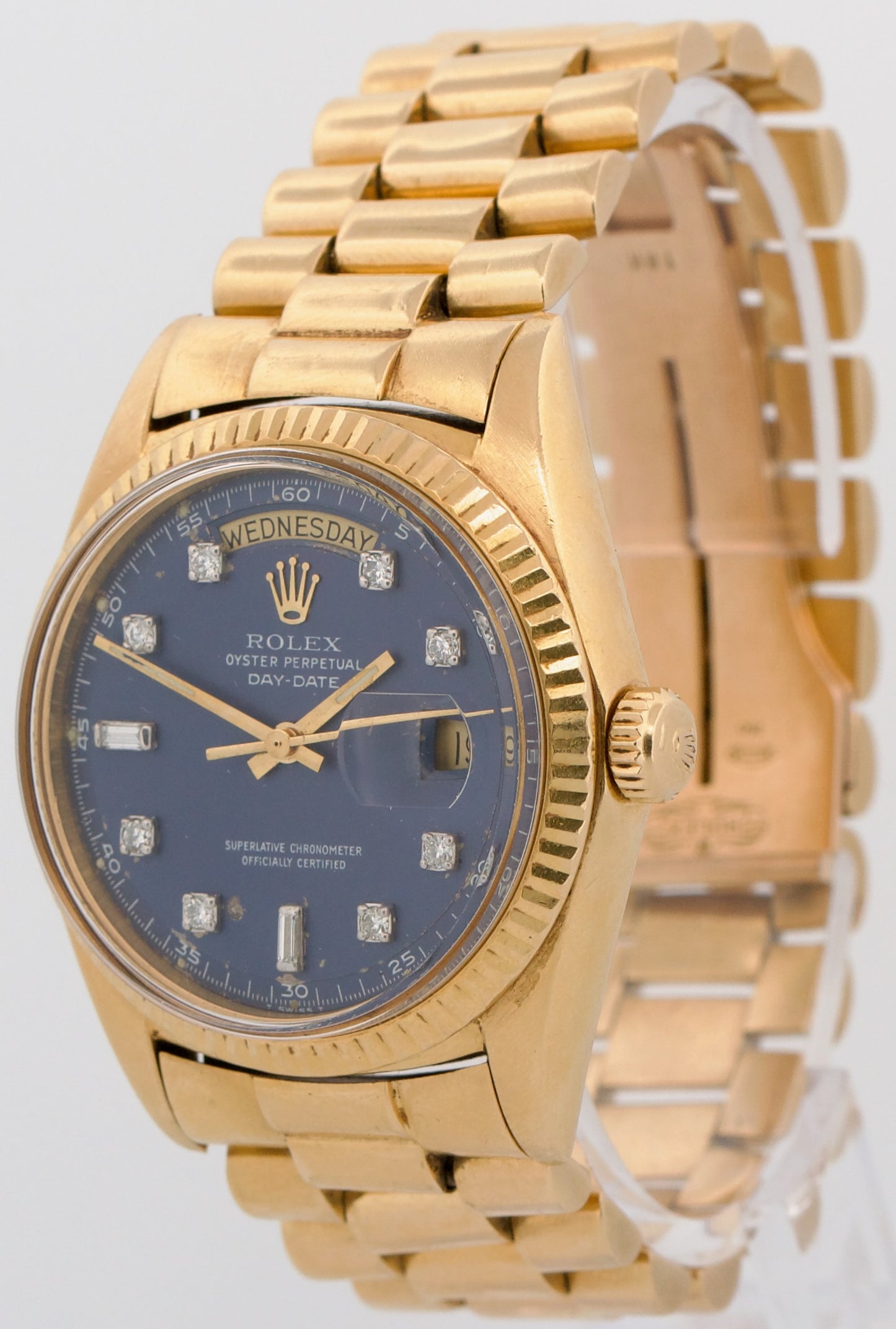 VINTAGE 1972 Rolex Day-Date President BLUE DIAMOND 36mm 18K Yellow Gold 1803