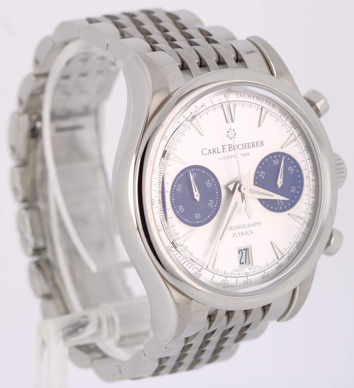 Carl F. Bucherer Manero Flyback PAPERS Steel Silver 40mm 10927.08 Watch BOX