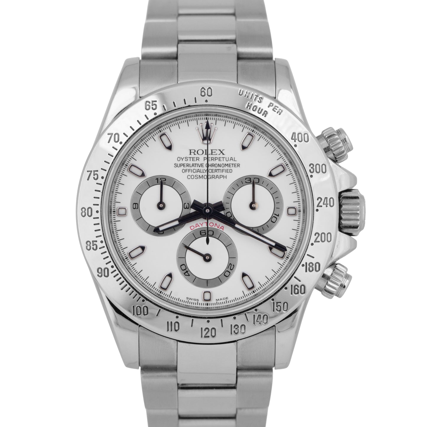 Rolex Daytona Cosmograph WHITE REHAUT 40mm Stainless Steel 116520 Watch BOX