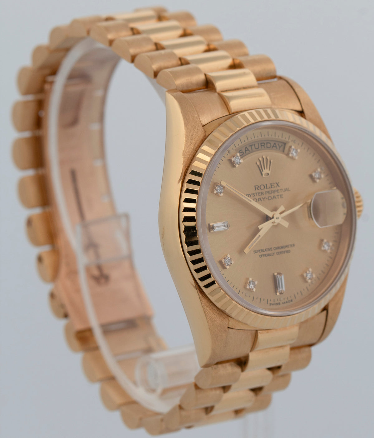 Rolex Day-Date President 18238 Diamond Champagne 18K Yellow Gold 36mm Watch
