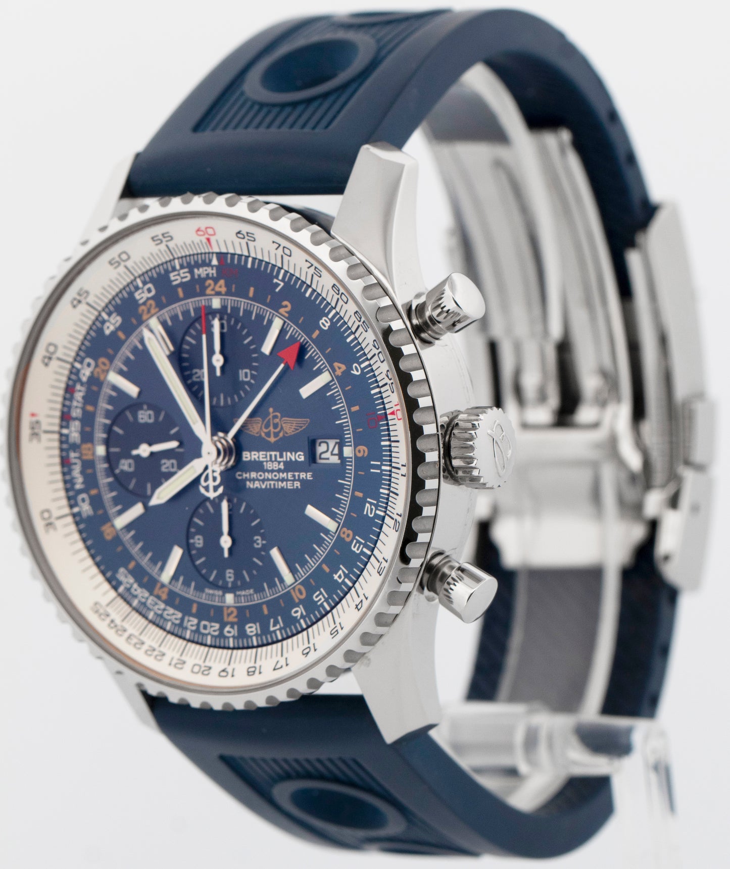2019 PAPERS Breitling Navitimer BLUE Stainless Steel 46mm A24322 Watch BOX