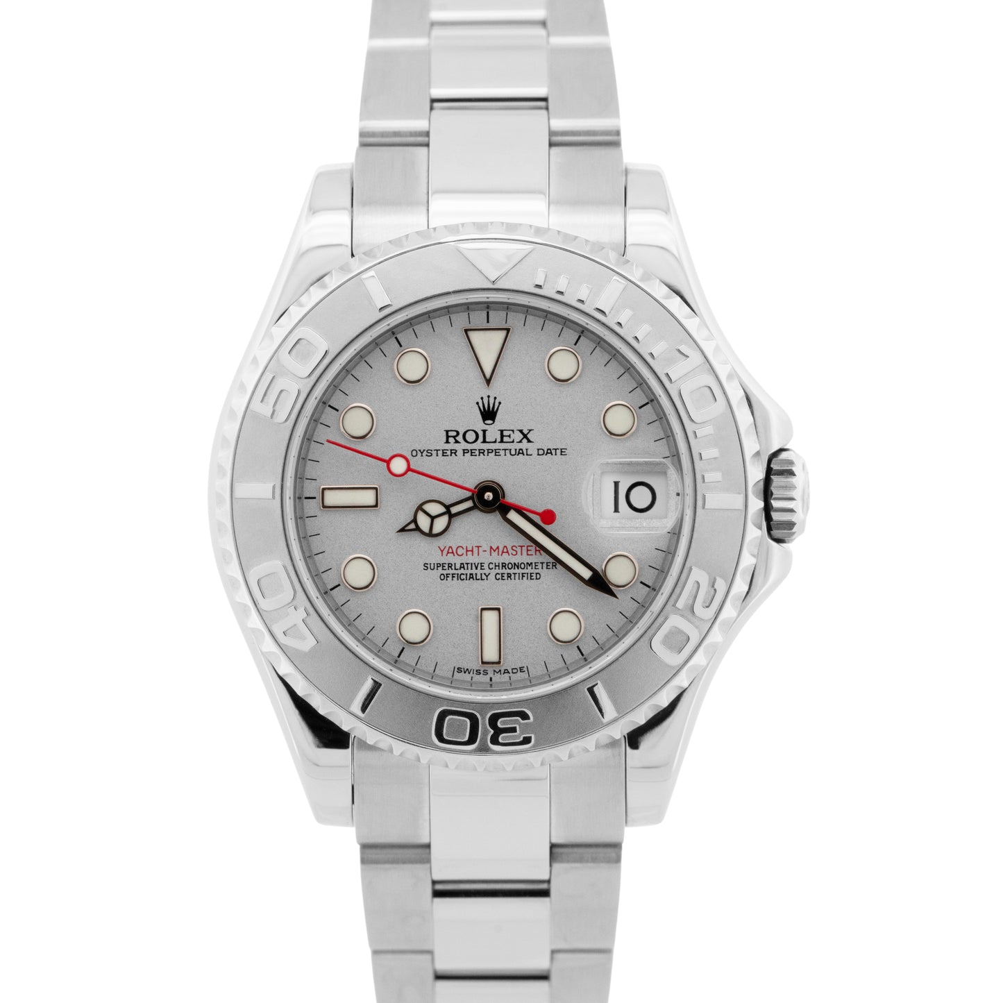 2014 PAPERS Rolex Yacht-Master Mid-Size Platinum Steel 35mm Watch 168622 BOX