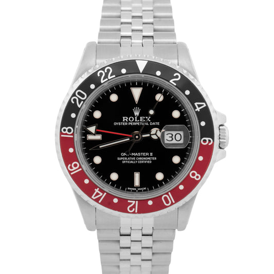 Rolex GMT-Master II 40mm Coke Red Black Stainless Steel Jubilee Date 16710 Watch