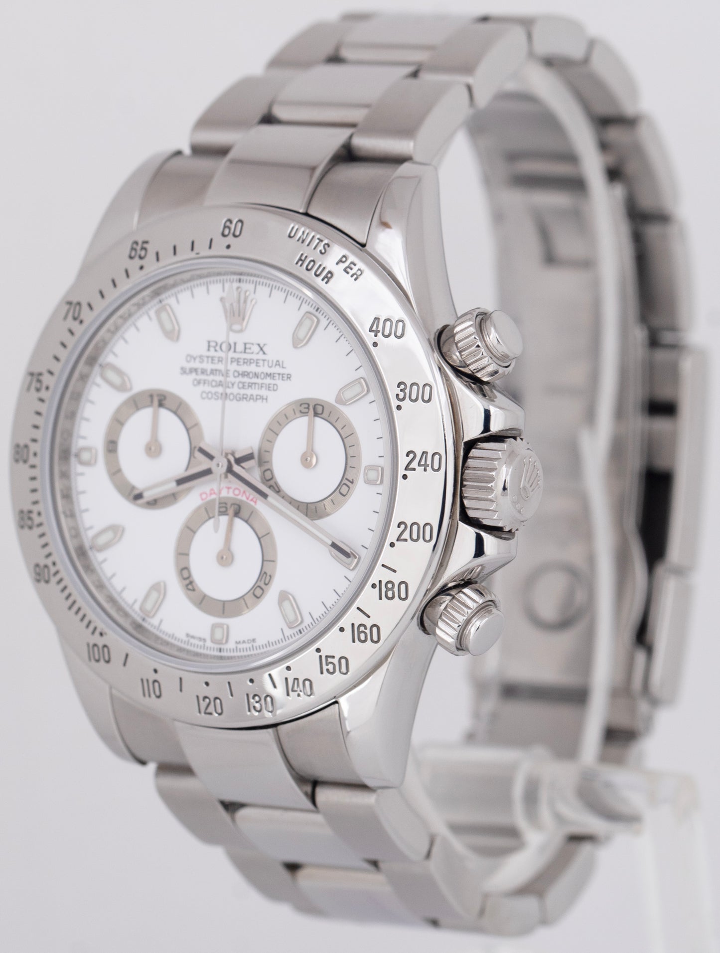 Rolex Daytona Cosmograph WHITE REHAUT 40mm Stainless Steel 116520 Watch BOX