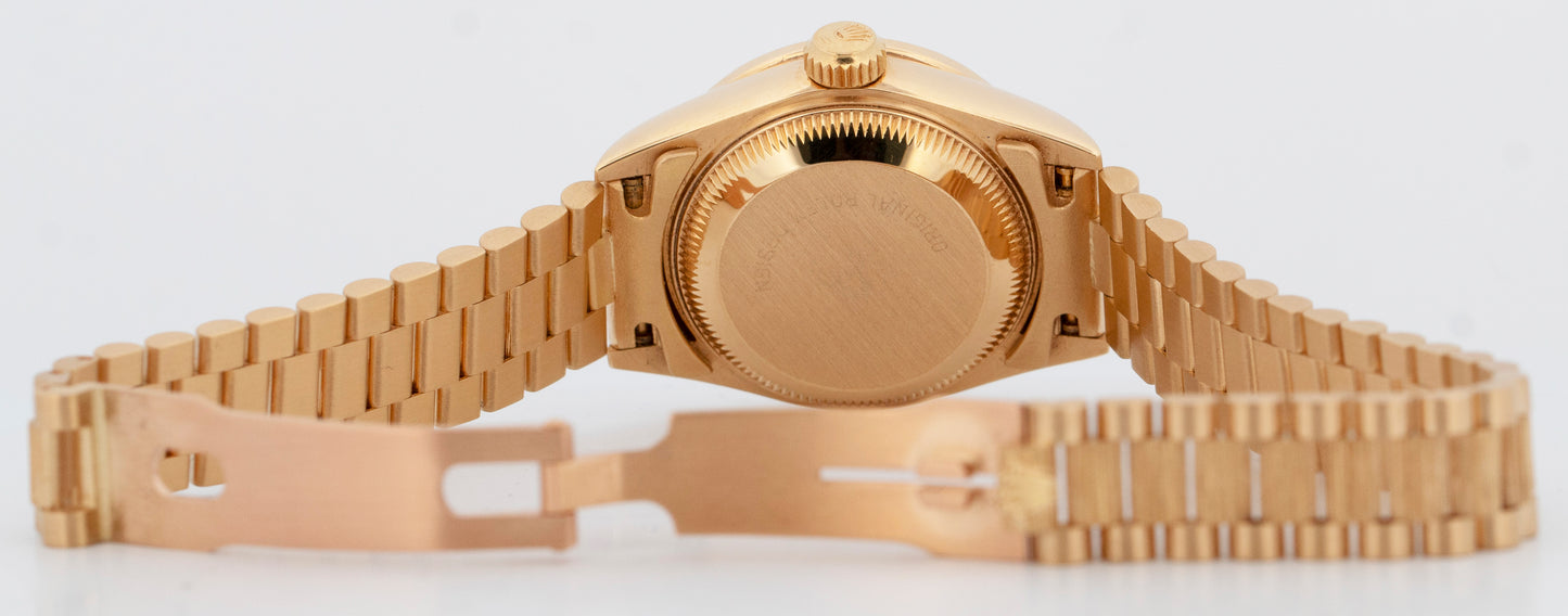 PAPERS Rolex DateJust President 26mm FACTORY DIAMOND BARK 18K Gold 69288 BOX