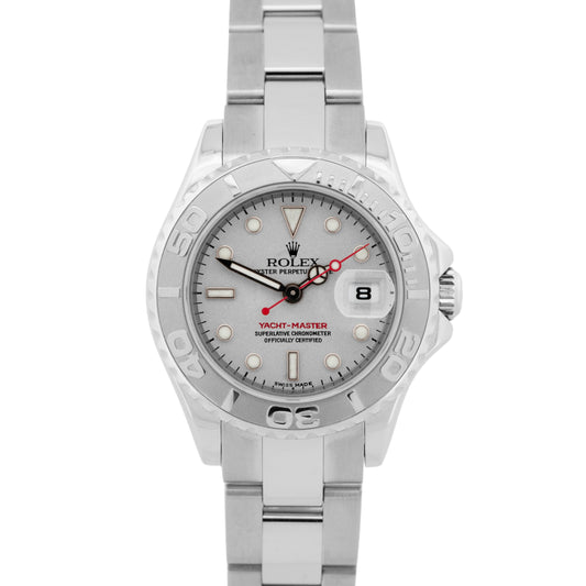 PAPERS Ladies Rolex Yacht-Master Stainless Platinum 29mm Date Watch 169622 BOX