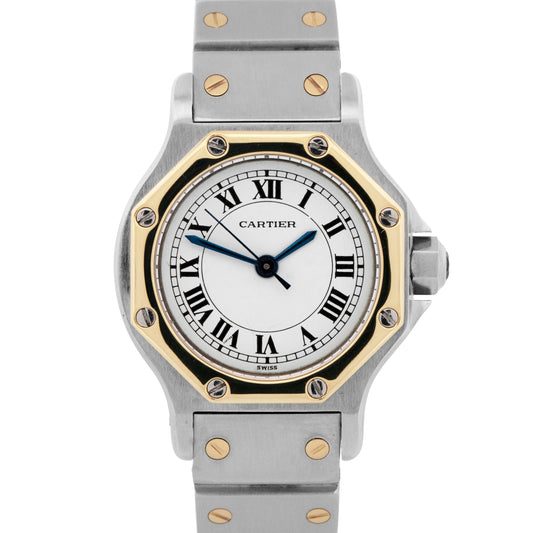 Ladies Cartier Santos Octagon 0907 24mm Two-Tone 18K Gold Stainless Steel Watch