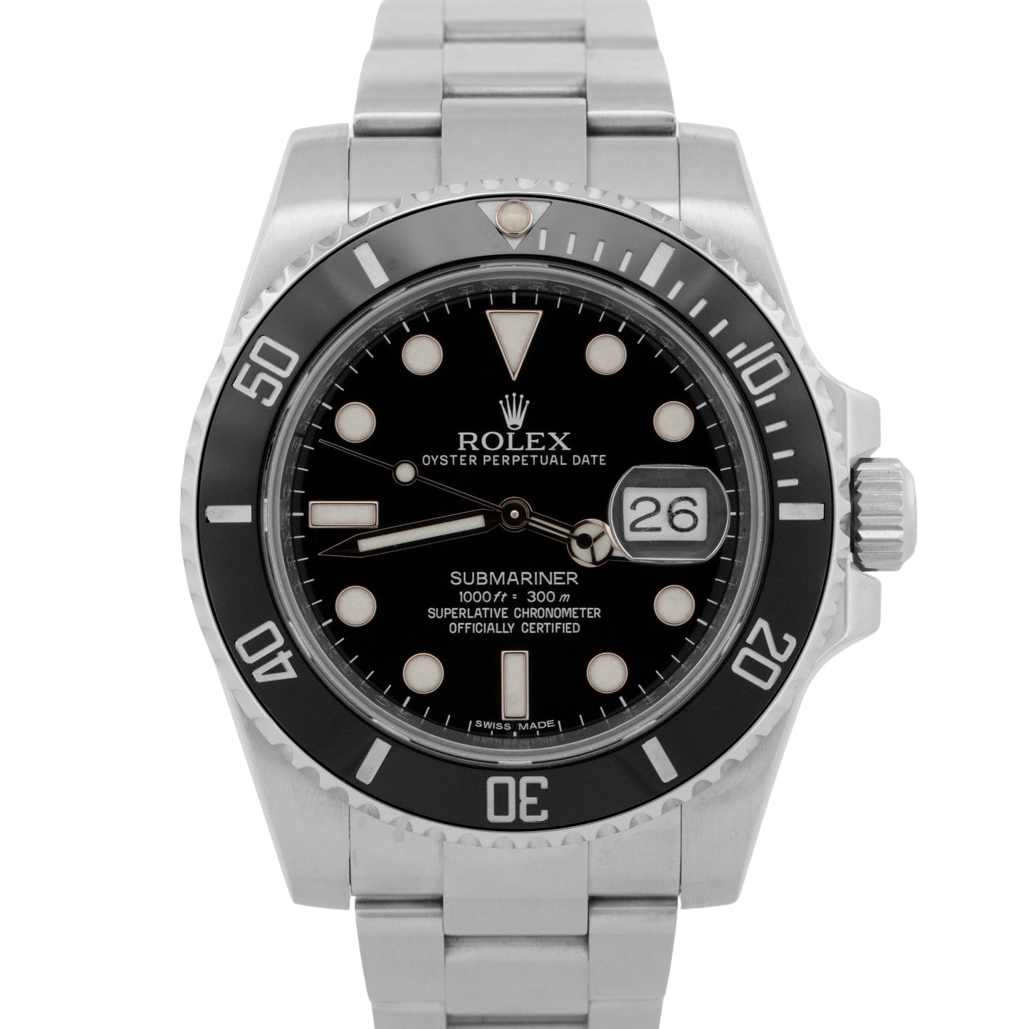 Rolex Submariner Date BLACK Ceramic Stainless Steel 40mm Watch Oyster 116610 LN