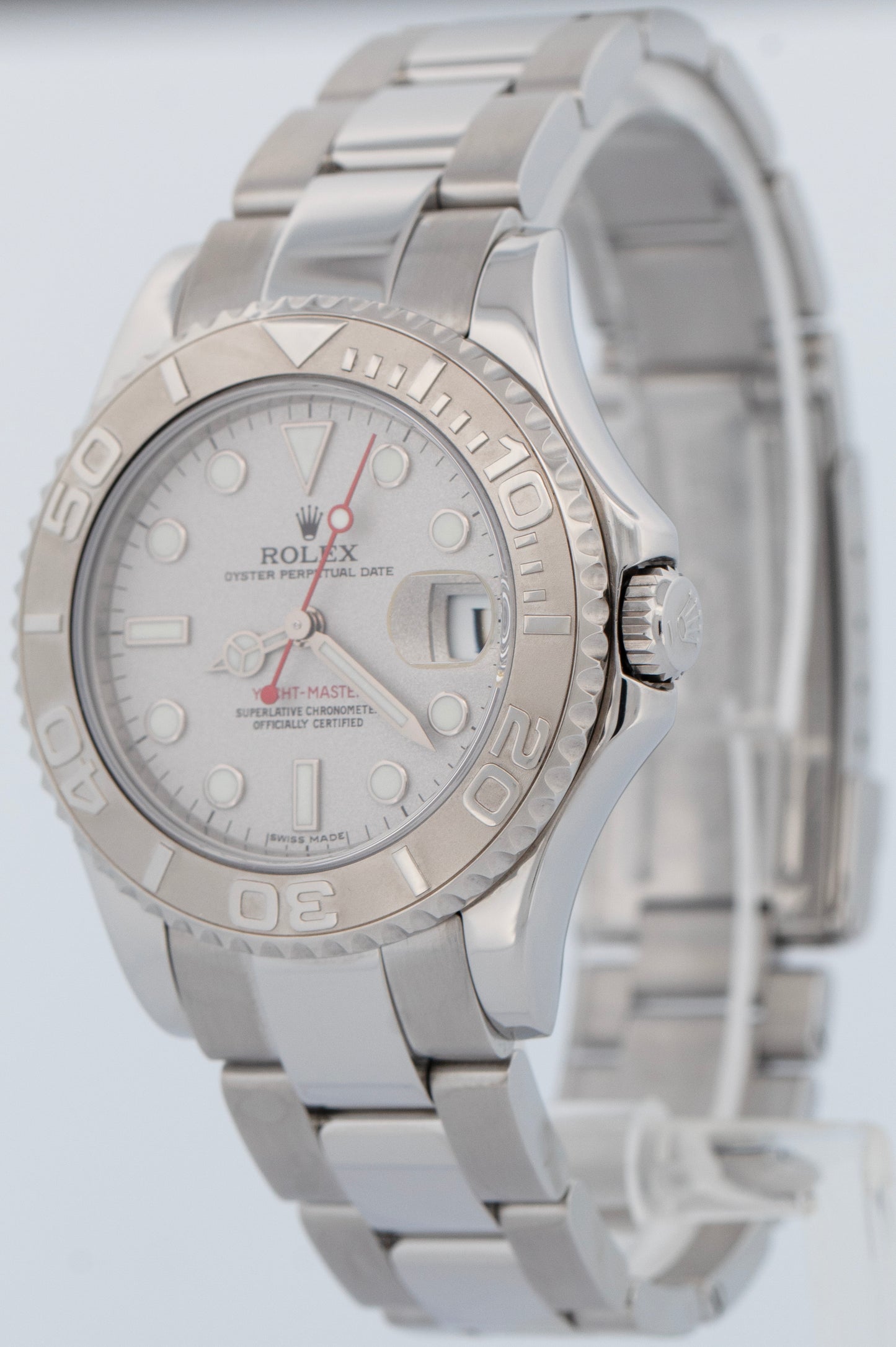 2014 PAPERS Rolex Yacht-Master Mid-Size Platinum Steel 35mm Watch 168622 BOX