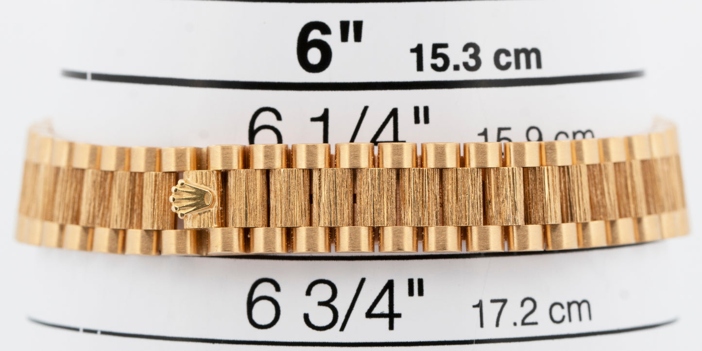 PAPERS Rolex DateJust President 26mm FACTORY DIAMOND BARK 18K Gold 69288 BOX