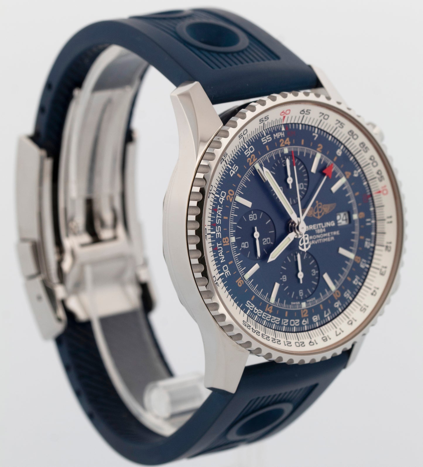 2019 PAPERS Breitling Navitimer BLUE Stainless Steel 46mm A24322 Watch BOX