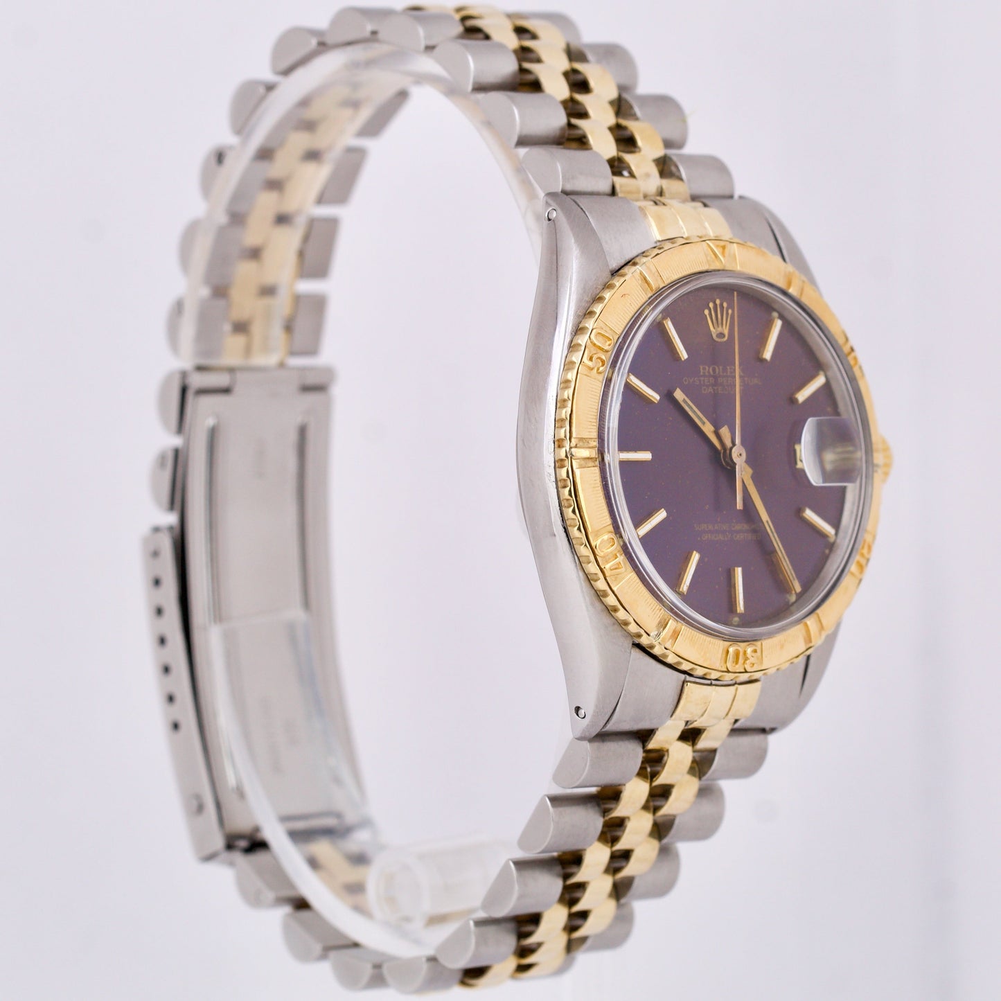 1978 Rolex DateJust 1625 Turn-O-Graph THUNDERBIRD 36mm PURPLE 18K Gold Steel