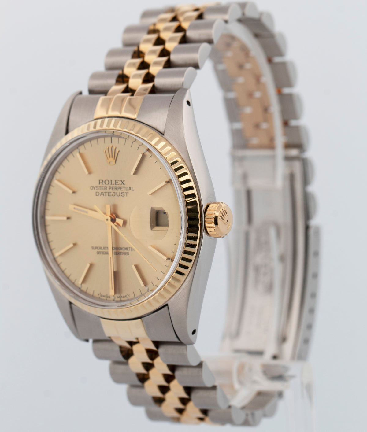 Rolex DateJust CHAMPAGNE Two-Tone Yellow Gold Steel Jubilee 36mm 16013 Watch