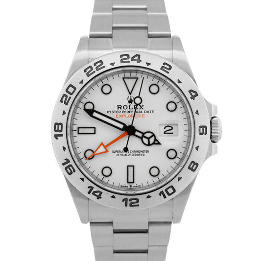PAPERS Rolex Explorer II 42mm POLAR WHITE Steel Orange GMT 226570 Watch BOX