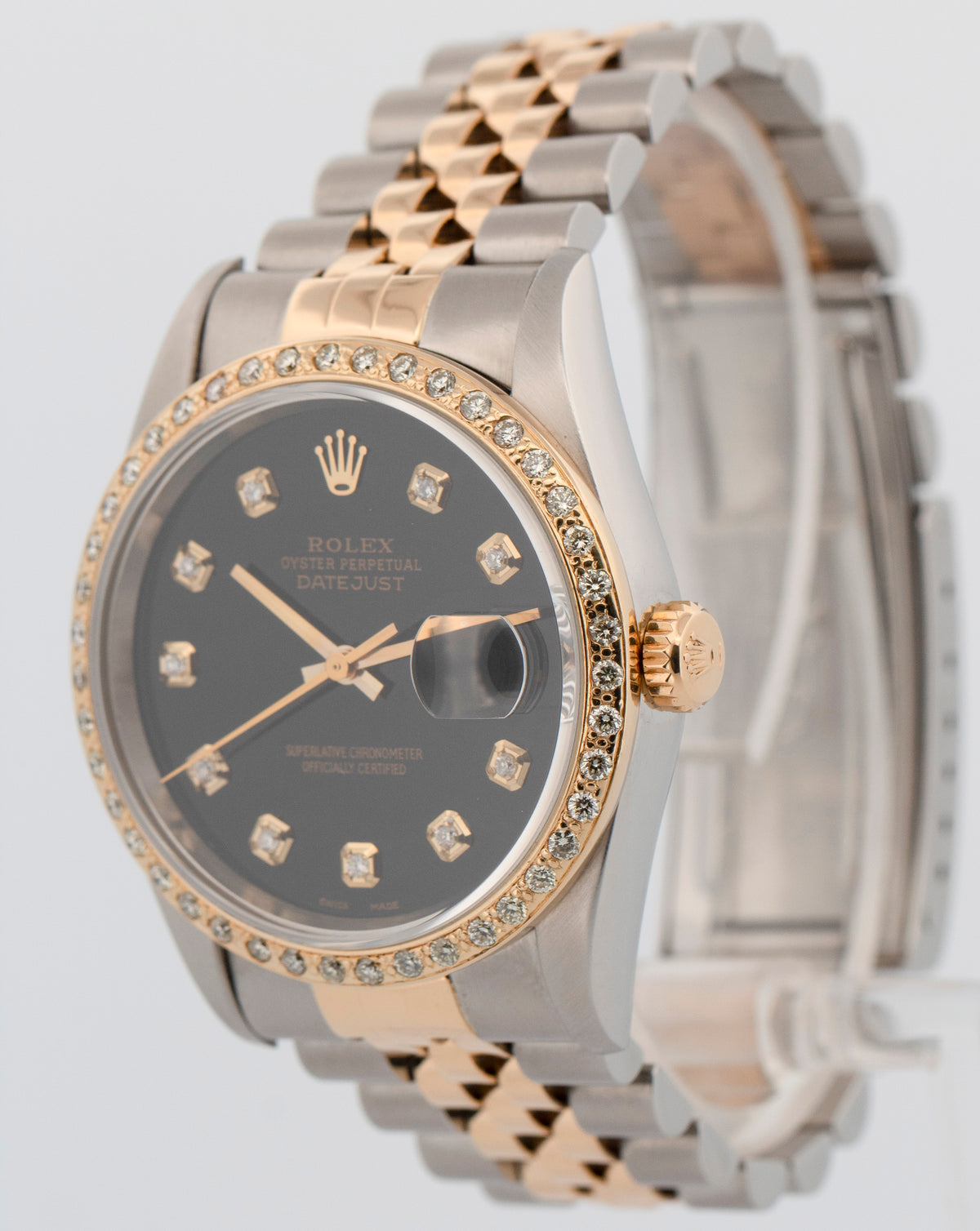 Rolex DateJust 16233 Diamond Black Two-Tone Gold Steel Jubilee 36mm Watch