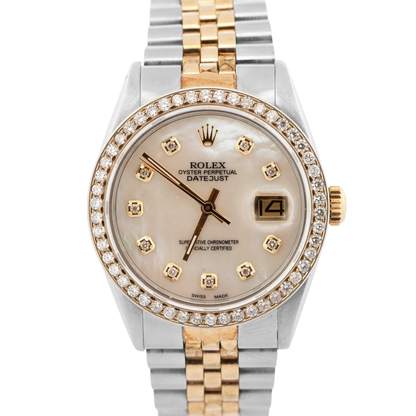 Rolex DateJust 36mm MOP DIAMOND 18K Gold Two-Tone Stainless Steel Watch 16013