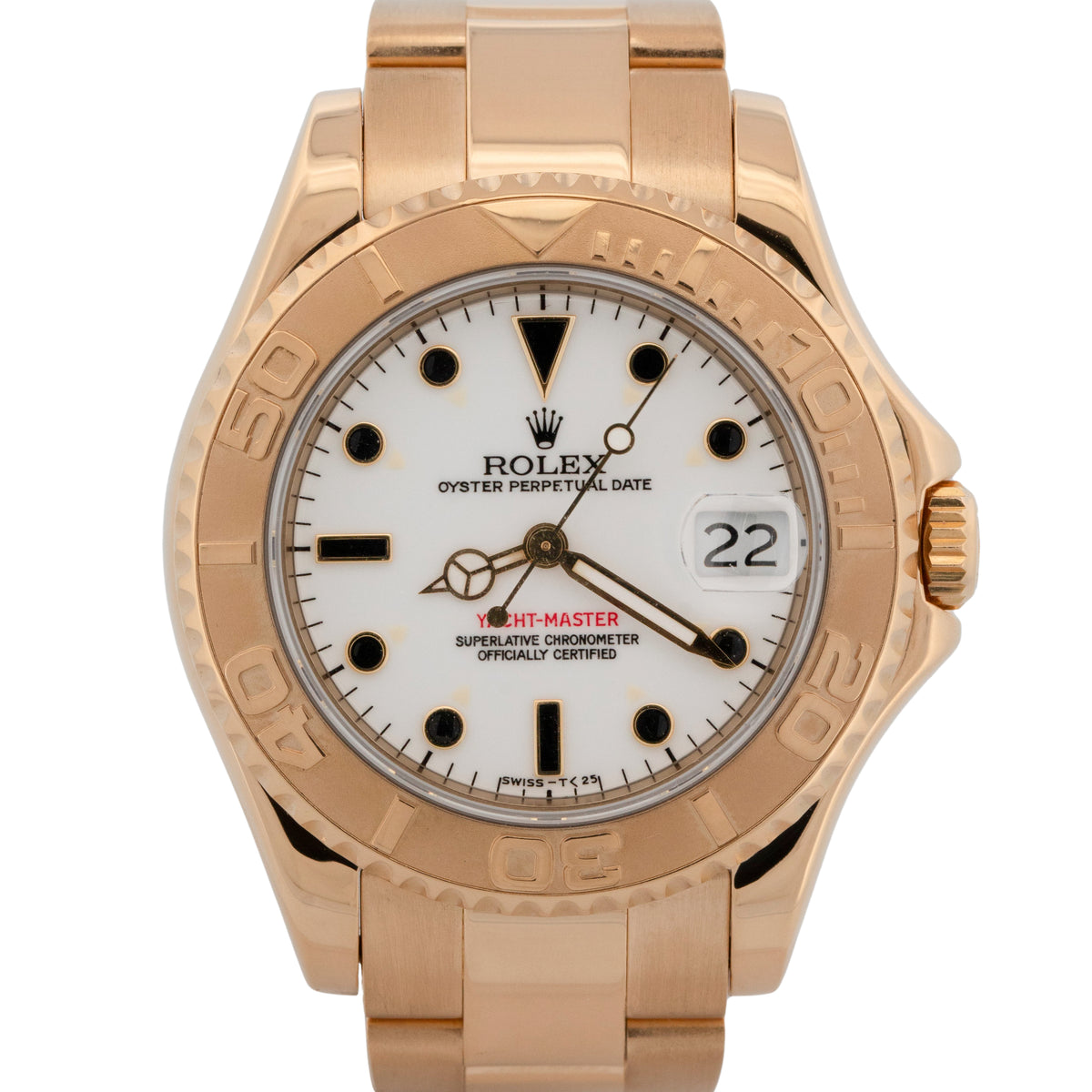 Rolex Yacht-Master 68628 Midsize White 18K Yellow Gold 35mm Oyster Watch