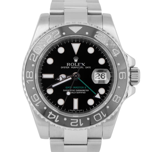 Rolex GMT-Master II Black Green Ceramic Stainless Steel 40mm Watch 116710 LN