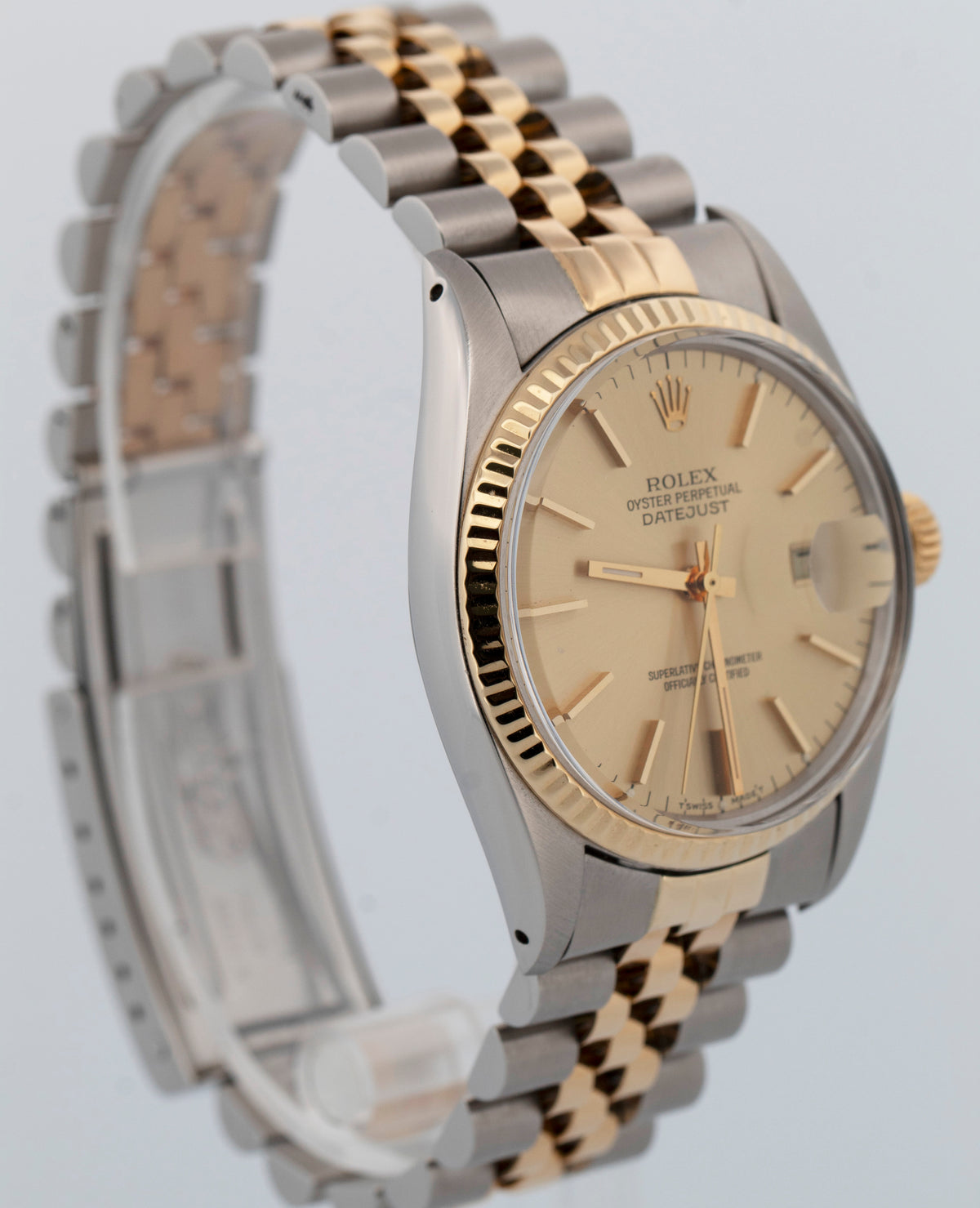 Rolex DateJust CHAMPAGNE Two-Tone Yellow Gold Steel Jubilee 36mm 16013 Watch