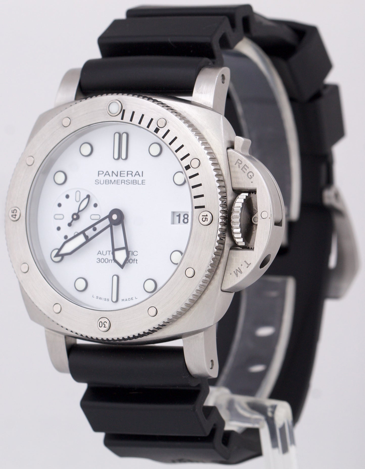 2022 PAPERS Panerai Submersible Bianco WHITE Rubber 42mm Leather PAM02223 BOX