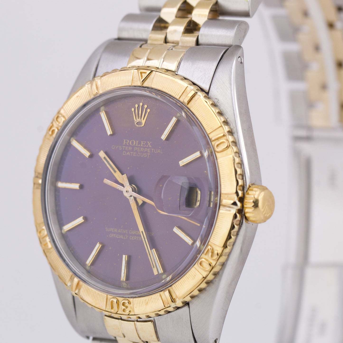 1978 Rolex DateJust 1625 Turn-O-Graph THUNDERBIRD 36mm PURPLE 18K Gold Steel