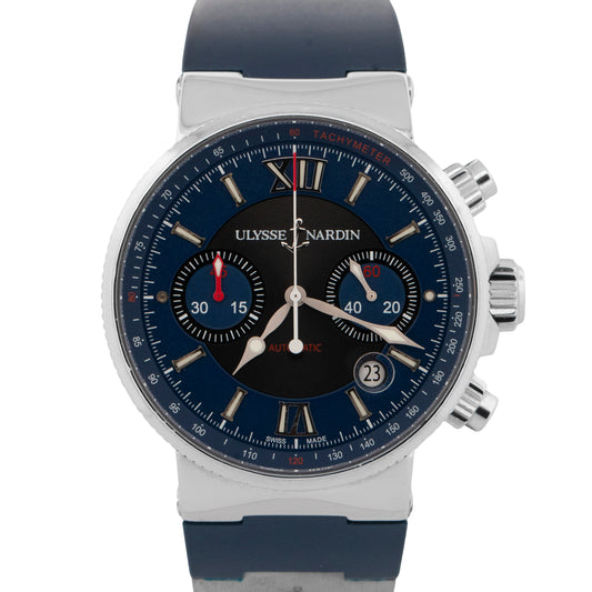 Papers Ulysse Nardin Maxi Marine Chronograph Blue 41mm 353-66-7/323 Watch BOX