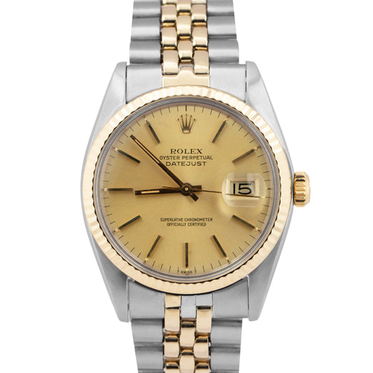 Rolex DateJust 36mm Champagne 14K Gold Two-Tone Stainless Steel Watch 16013