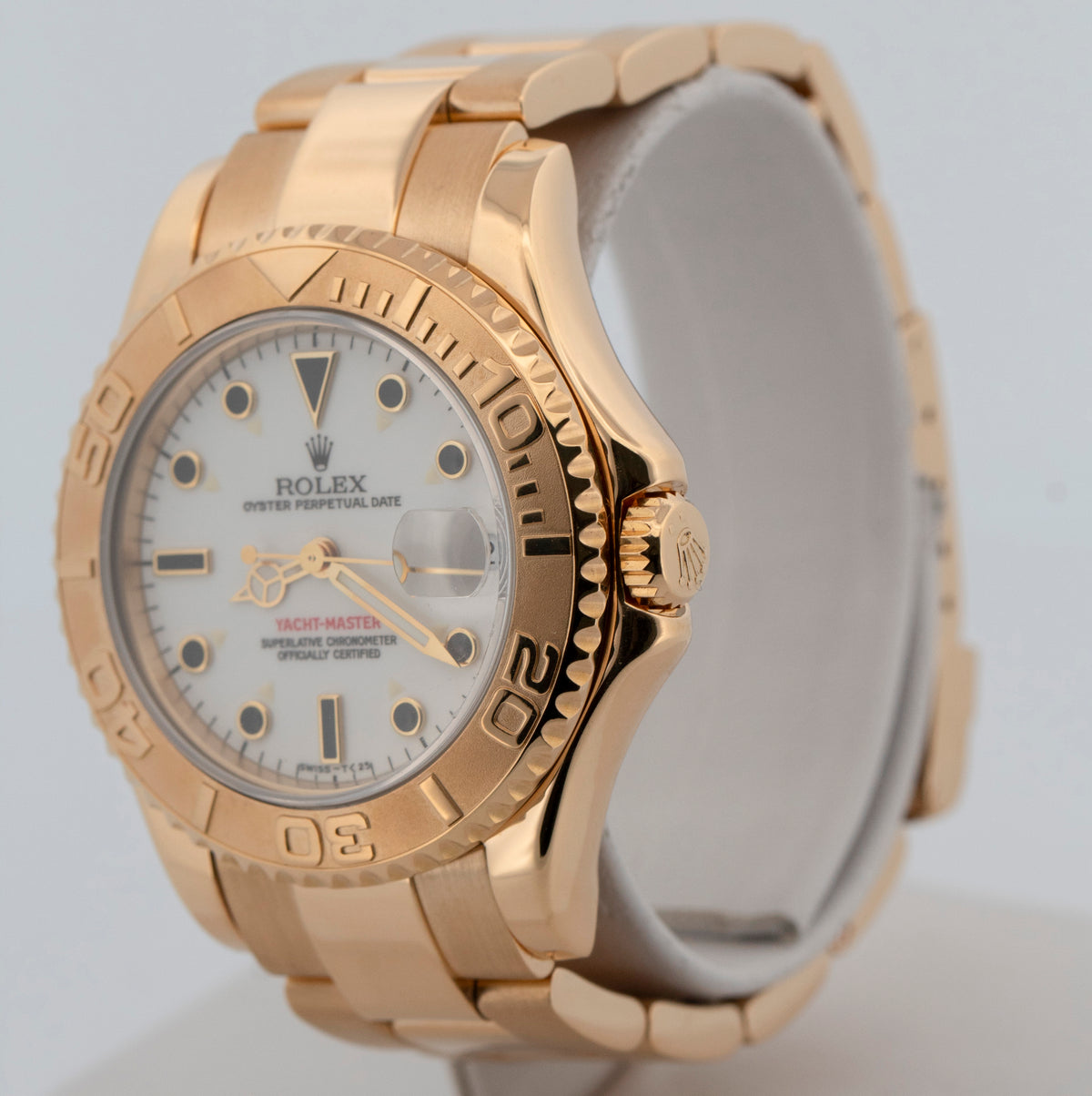 Rolex Yacht-Master 68628 Midsize White 18K Yellow Gold 35mm Oyster Watch