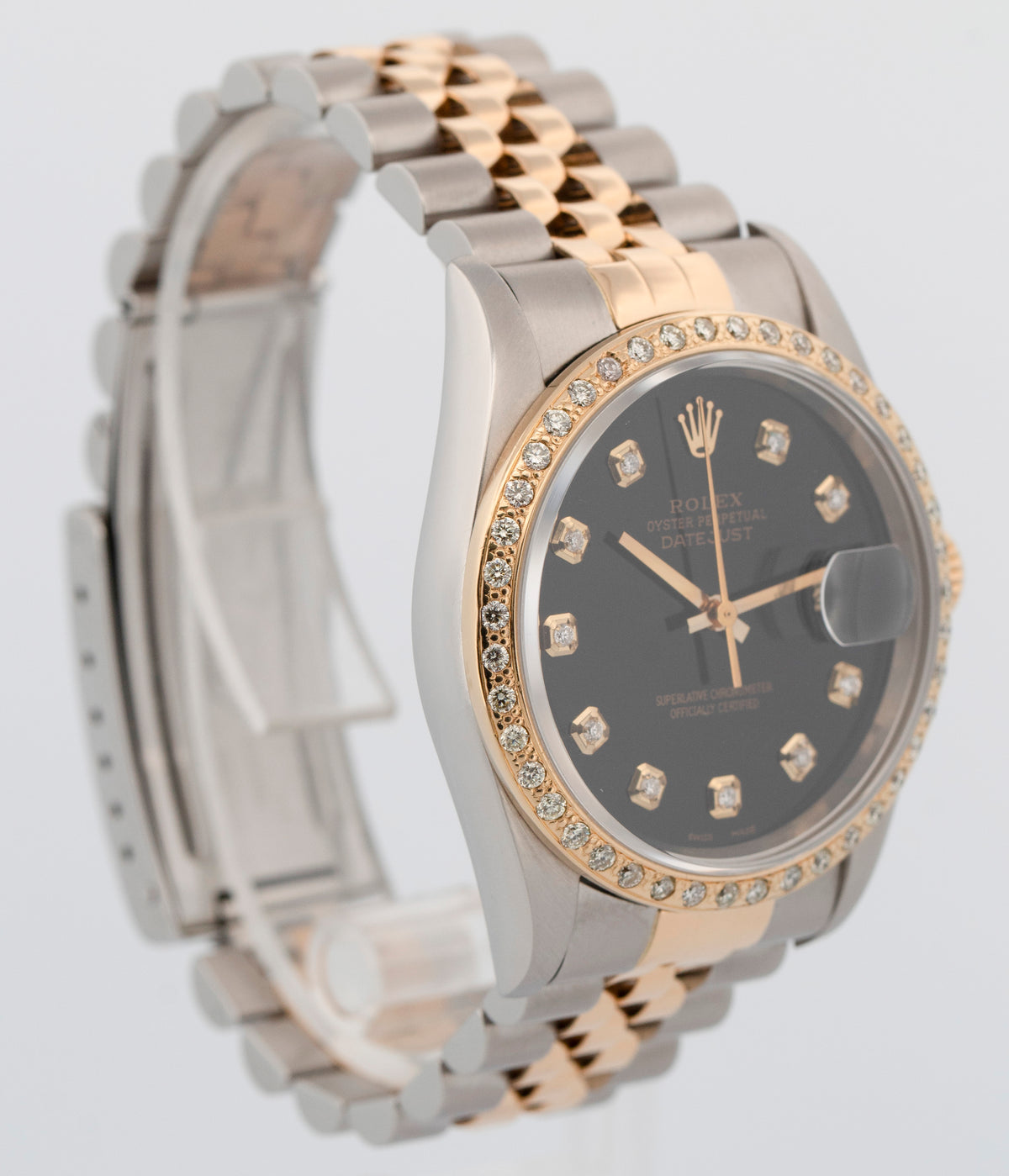 Rolex DateJust 16233 Diamond Black Two-Tone Gold Steel Jubilee 36mm Watch