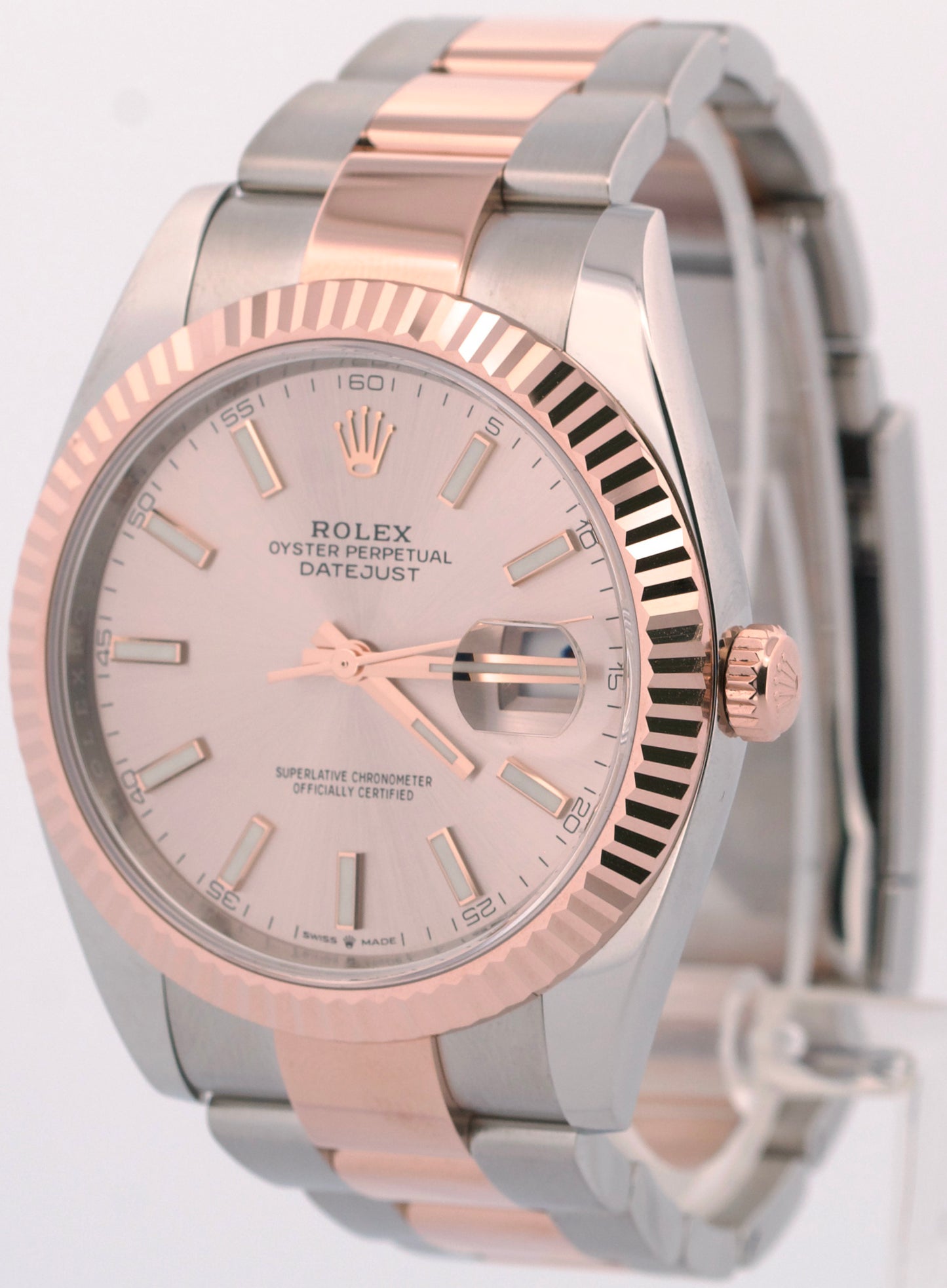 Rolex DateJust 41 SUNDUST Two-Tone 18k Rose Gold Fluted Steel OYSTER 41mm 126331
